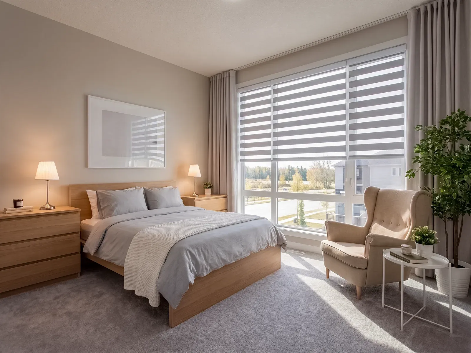 Bedroom at Meadowhaven with a window shade