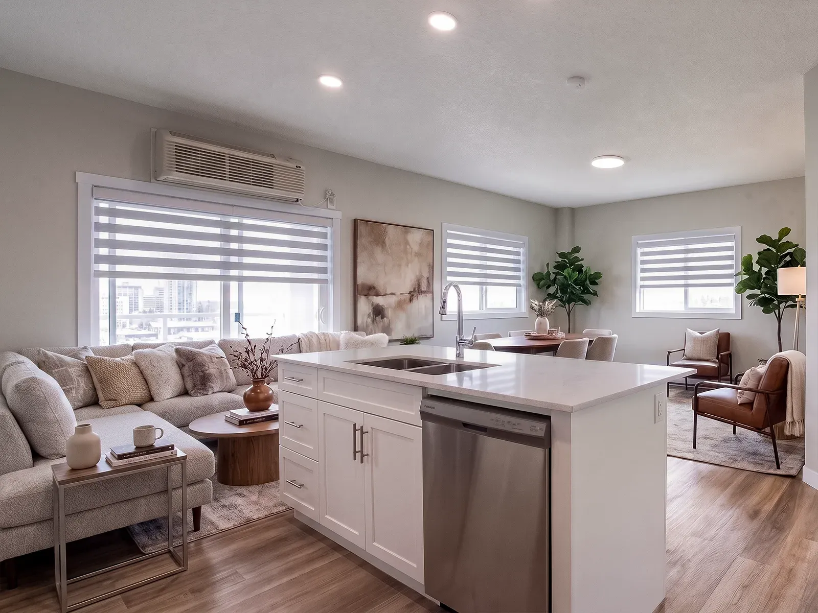 Open-concept kitchen and living room at Meadowhaven