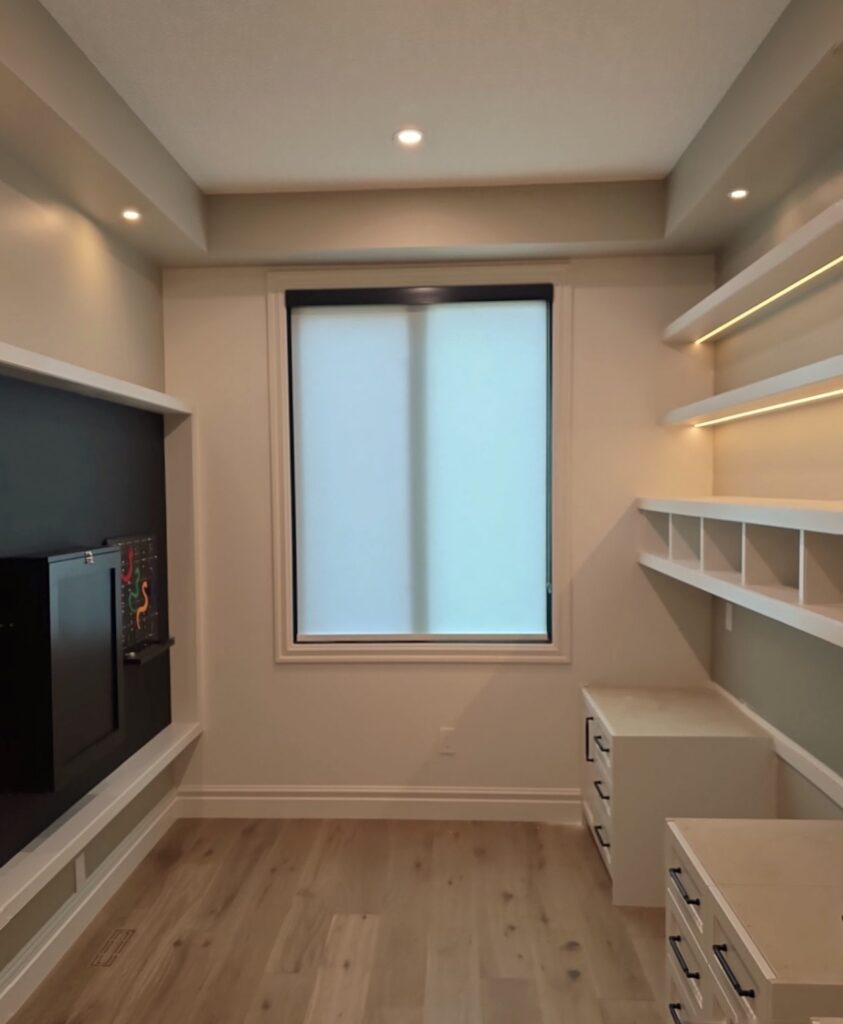 Roller Shades in Closet, Installed by Bold Blinds in Edmonton