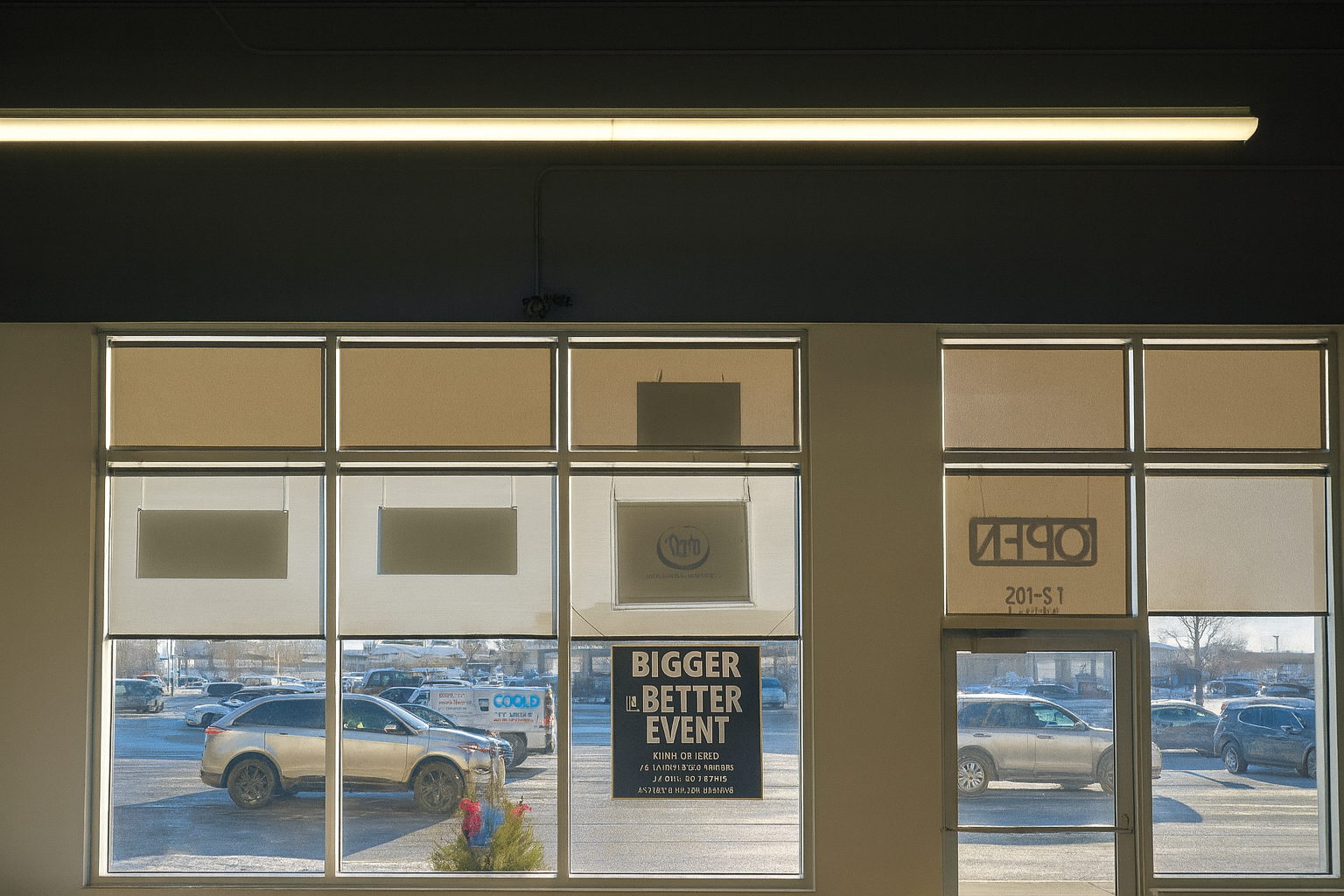 Commercial Roller Blinds for retail showroom Edmonton installed by Bold Blinds