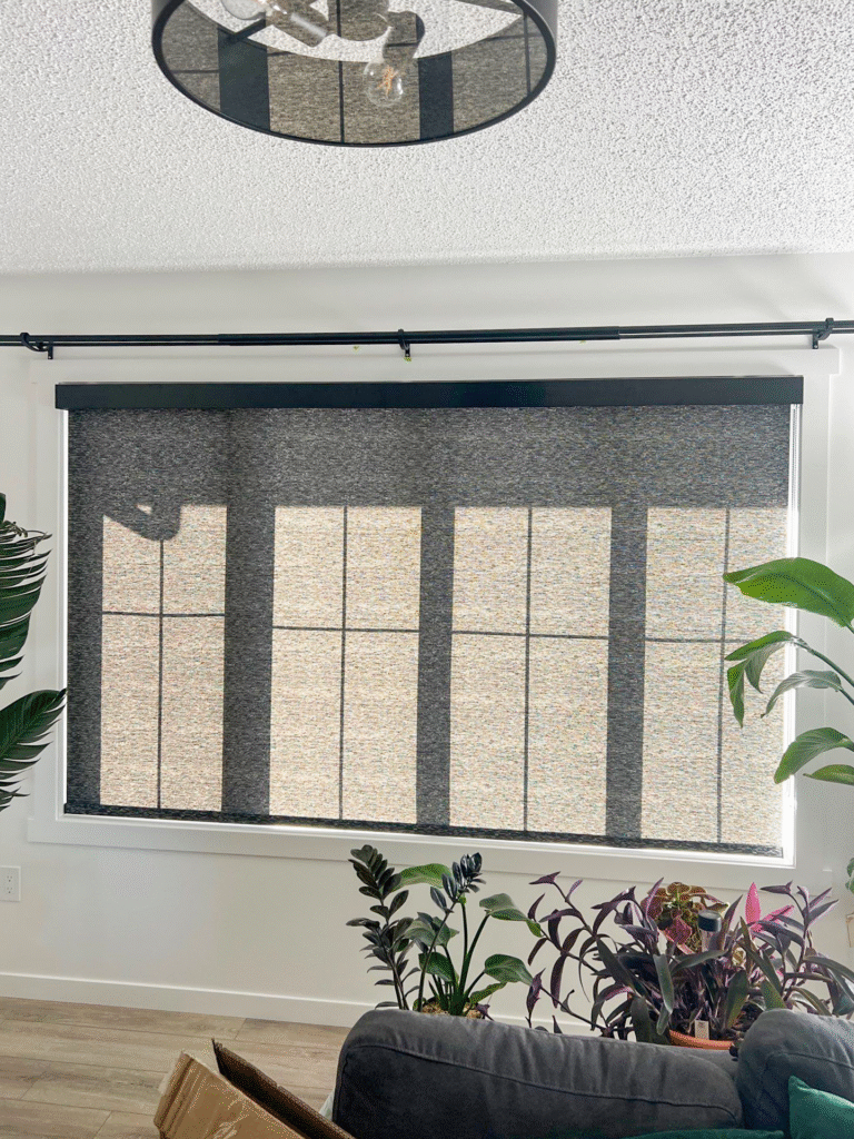 Beautiful roller shades in black fabric by Bold blinds in Edmonton
